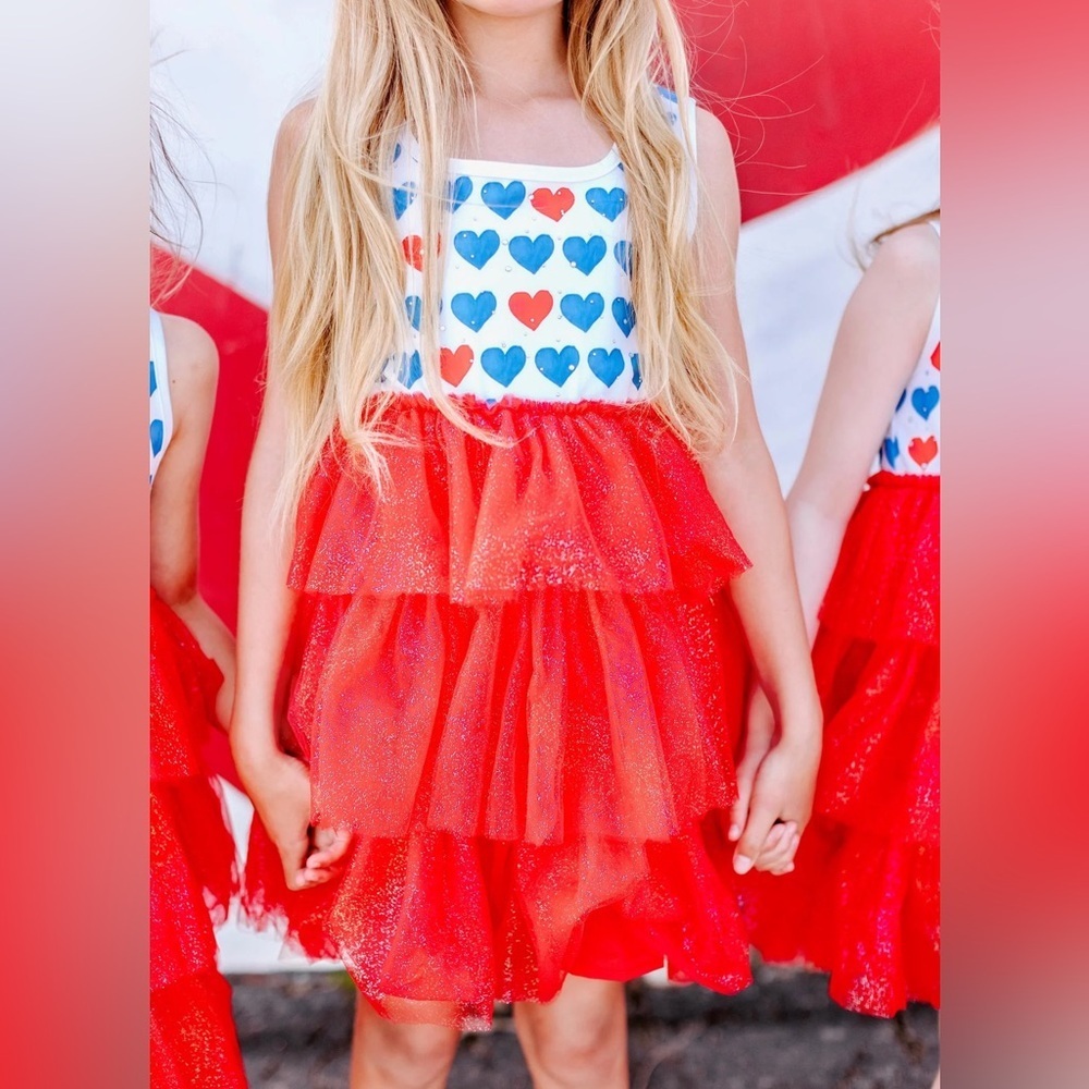 Three Wildflowers SPARKLY RED, WHITE & BLUE TULLE DRESS size 8